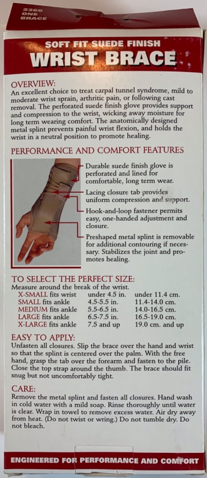 OTC Professional Orthopedic Soft Fit Suede Finish Wrist Brace – Right Hand