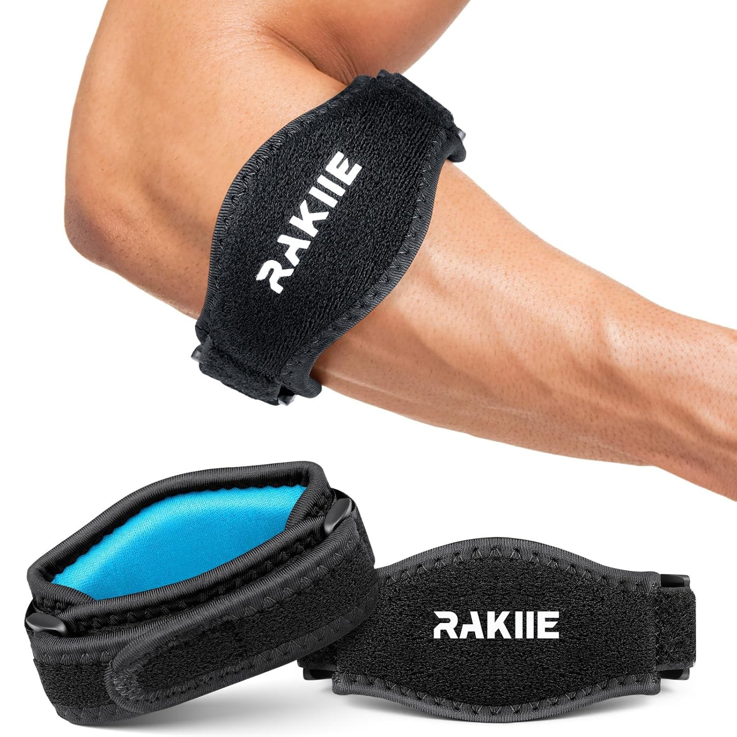 2 Pack Tennis Elbow Brace for Men Women, Adjustable Non-slip Golfer Elbow Strap