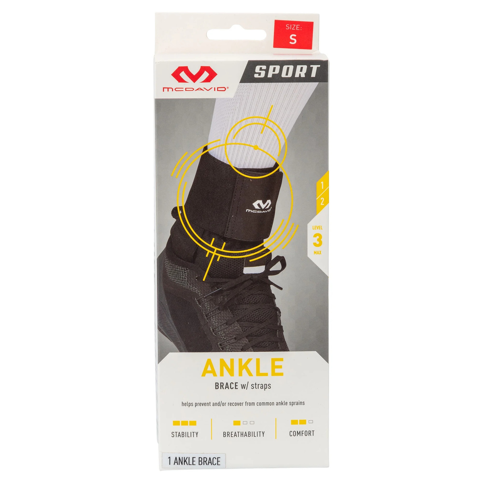 (3 Pack) Ankle Brace W/ Straps, Large