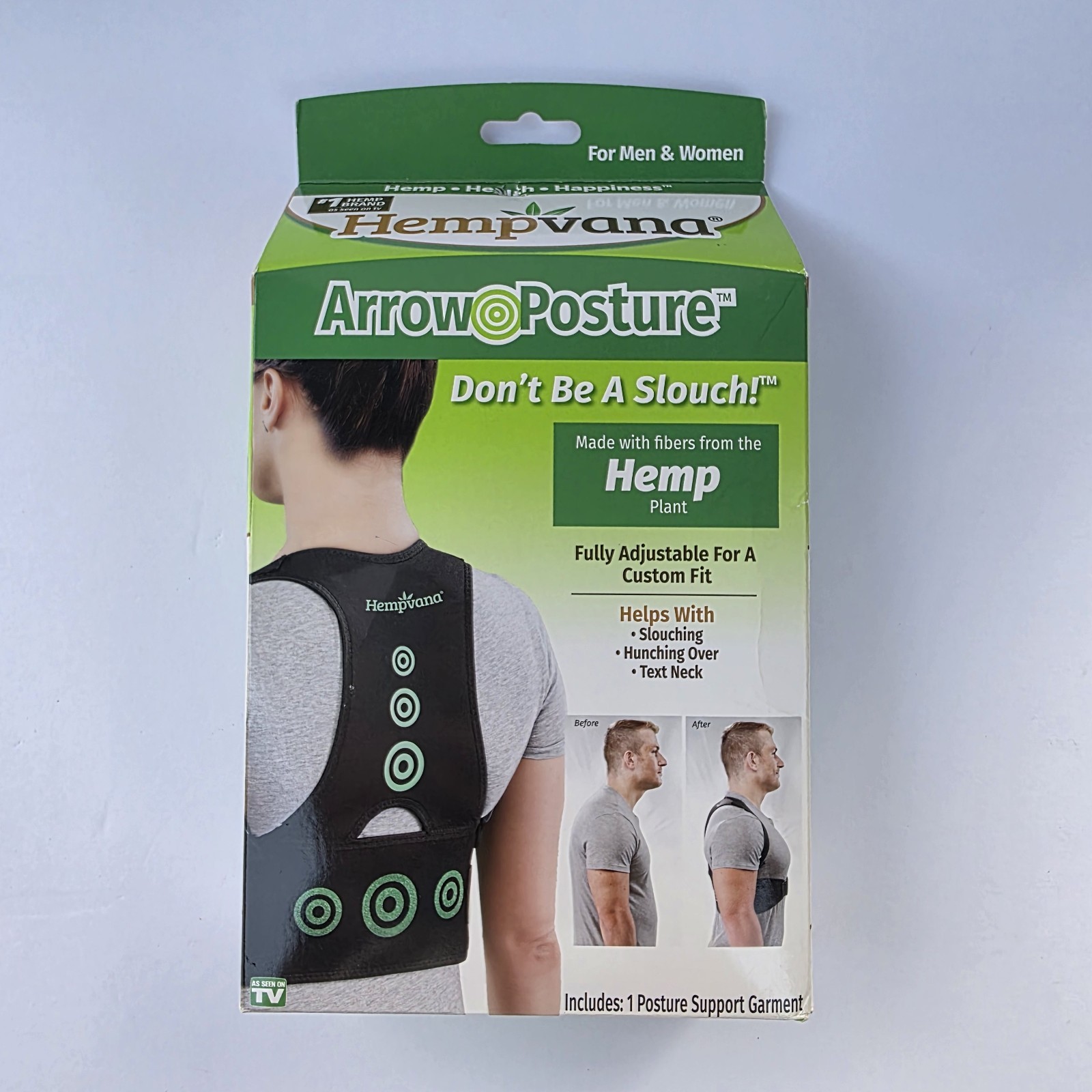 Hempvana Arrow Posture Corrector L/XL Fully Adjustable Back Support NIB