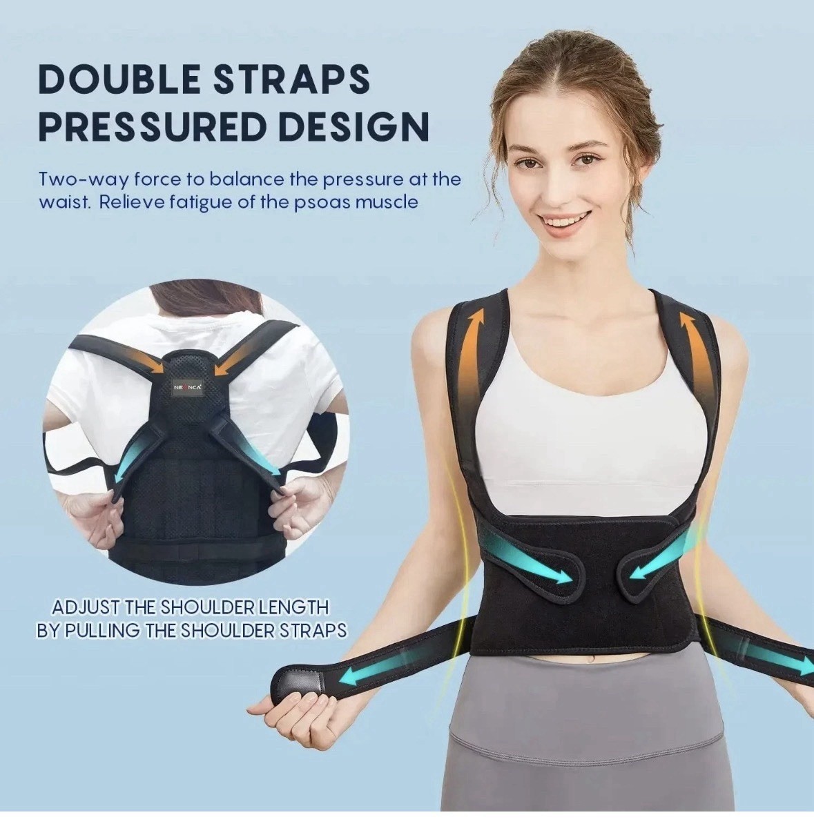 Back Brace Posture Corrector Women Men Straightener Adjustable Support-large