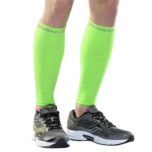 Running Leg Compression Sleeves – Shin Splint, Calf Large-X-Large Neon Green