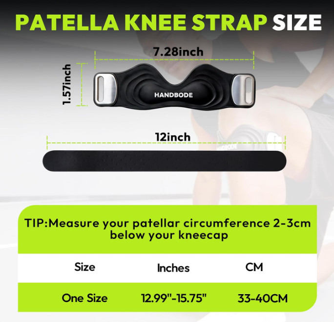 HANDBODE Patellar Tendon Support Strap, Silicone Knee Brace for men women, Adjus