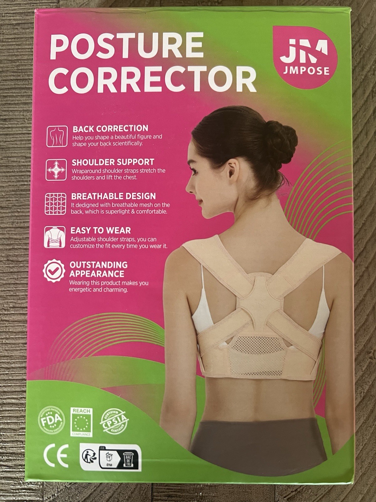 JMPOSE Back Posture Corrector for Women Adjustable Shoulder Straps Size L/XL NIB