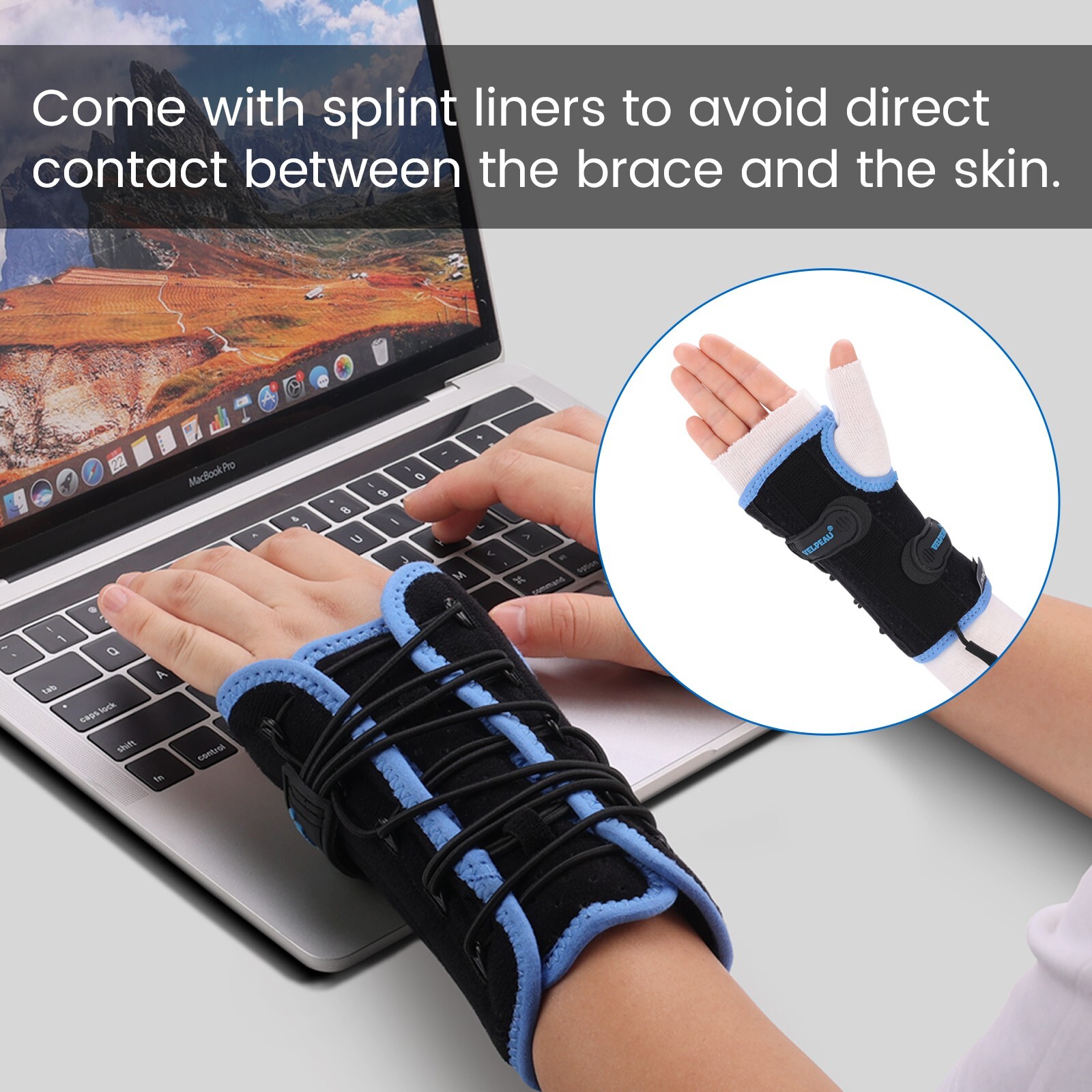 Velpeau Wrist Brace for Carpal Tunnel Pain Relief, with Cushioned & Metal Splint