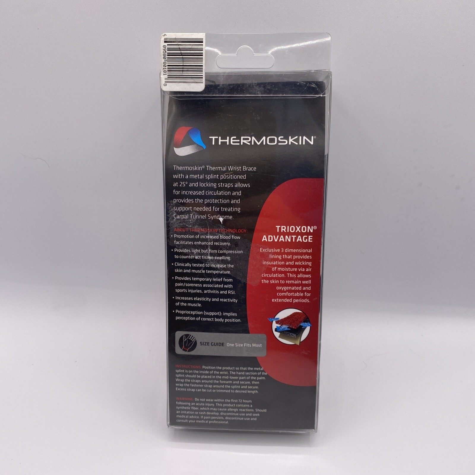Thermoskin Thermal Adjustable Right Wrist Brace for Carpal Tunnel One Size NEW