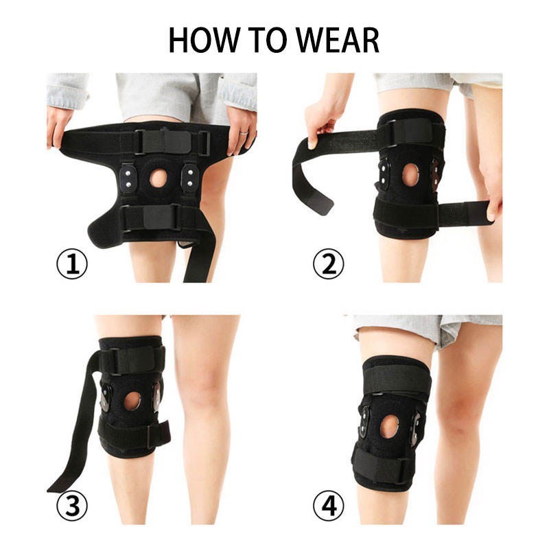 Adjustable Open Patella Hinged Knee Brace Compression Support Pain Relief Wraps