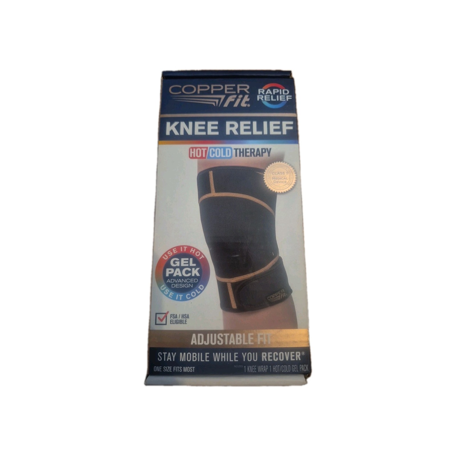 Copper Fit Rapid Relief Knee Hot Cold Therapy Adjustable Wrap One Size Fits Most