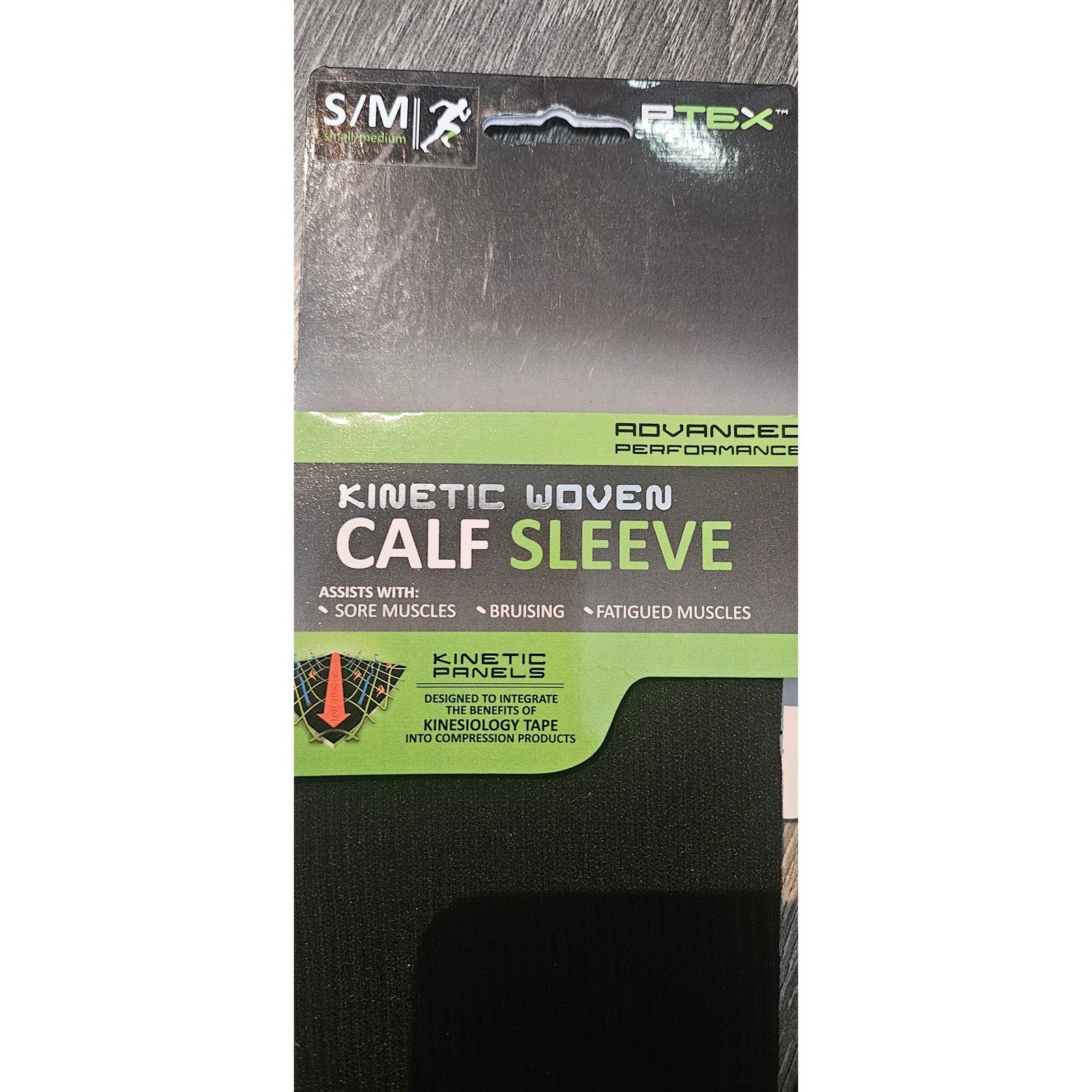 Ptex Kinetic Woven Calf Sleeve Size S/M + Leg Kinesiology Tape Quick Pack
