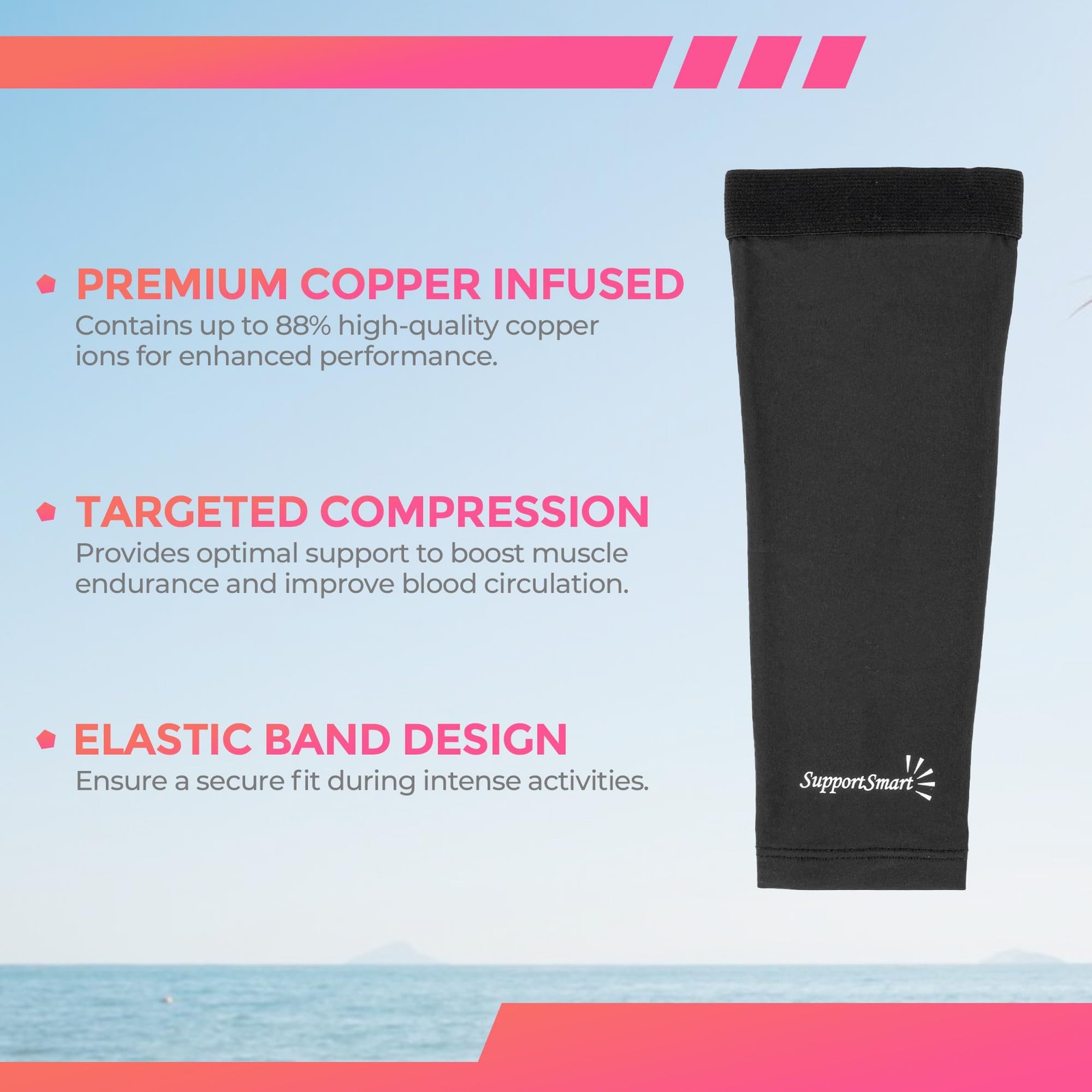 Arm Smart Copper Compression Sleeve -Copper-Infused Full – Small