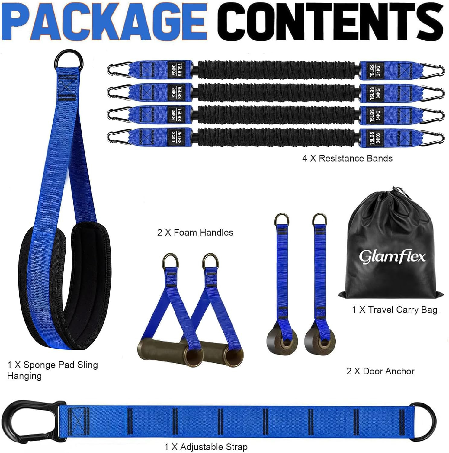 Adjustable Heavy Duty Pull up Assistance Bands with Fabric Feet and Knee Rest –