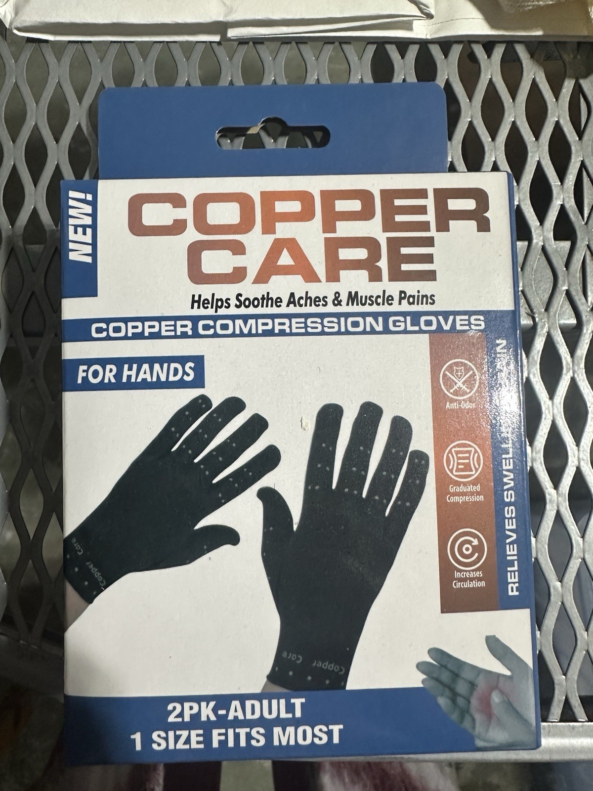 Copper Care Compression Gloves Adult 1 Size Fits Most-1 Pair Swelling & Pain NEW