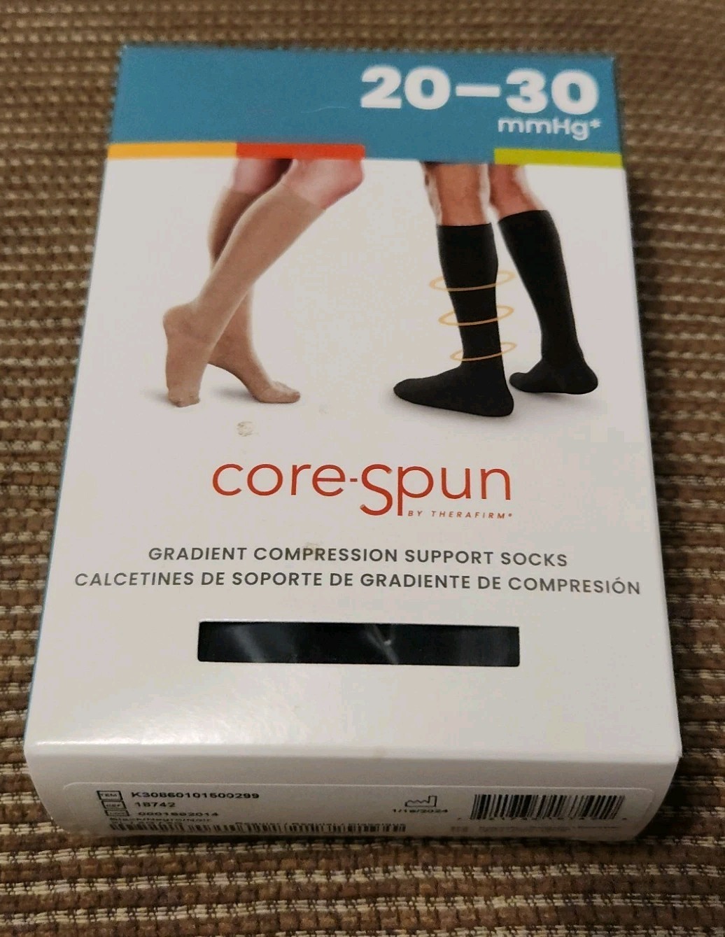 Size XL – Core-Spun 20-30mmHg Gradient Compression Support Socks Size XL Black