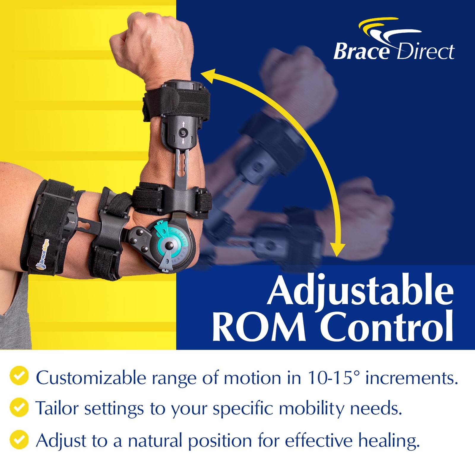 Brace Align ROM Hinged Elbow Brace – Adjustable Range of Motion for Post-Op R…