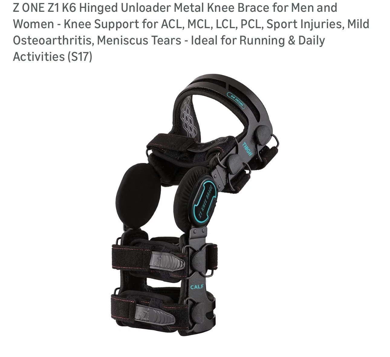 Z ONE Z1 K6 Hinged Unloader Knee Brace ACL MCL Support S17