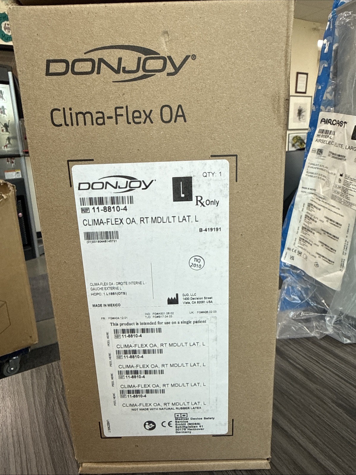 DonJoy Clima-flex OA RT MDL/LT LAT LARGE KNEE BRACE COMPRESSION UNDERLOADER