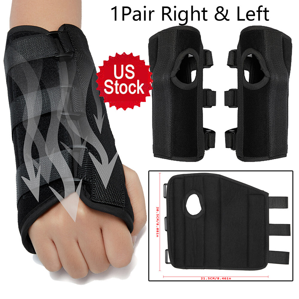 1Pair Right & Left Hands Breathable Support Carpal Tunnel Fabric Wrist Splint HS