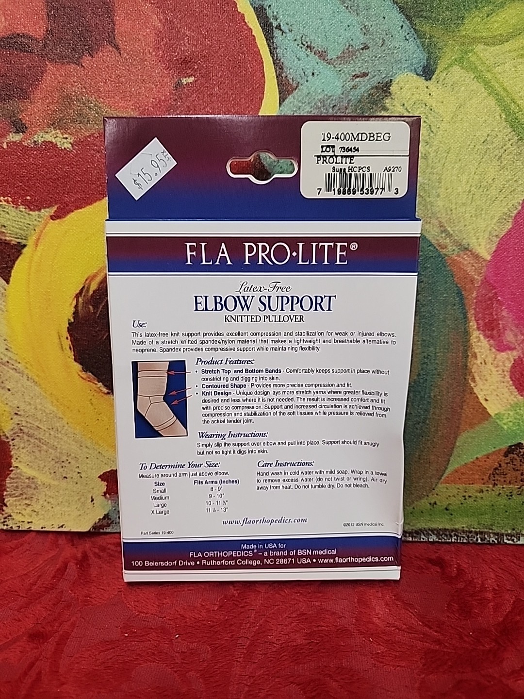 FLA PRO LITE Pullover Elbow Support Latex Free Medium Beige New In Box