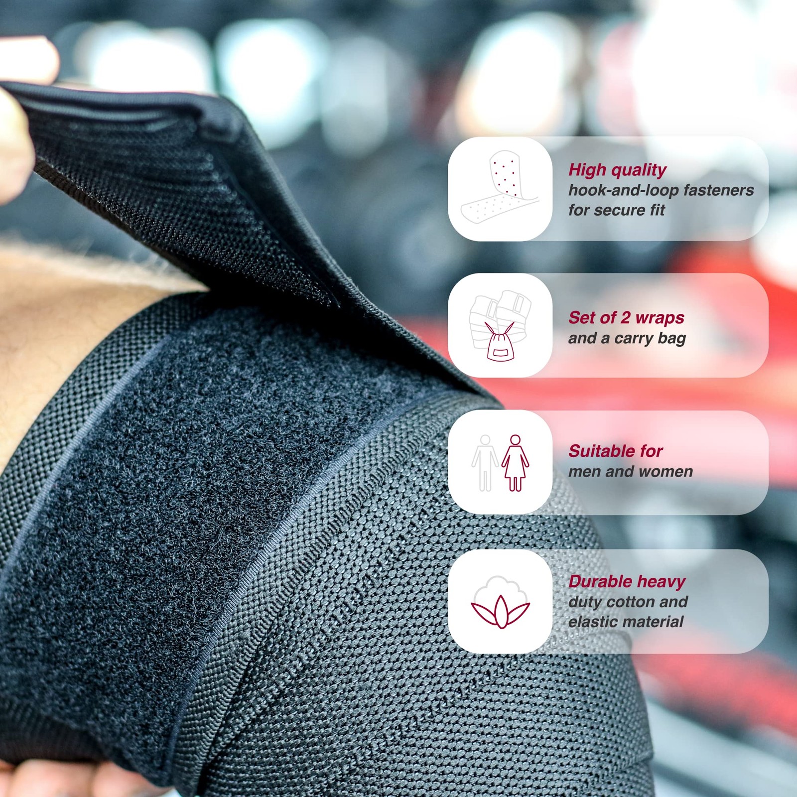 Knee Wraps for Weightlifting (Pair) with Bag – Knee Wraps for Squatting – Knee