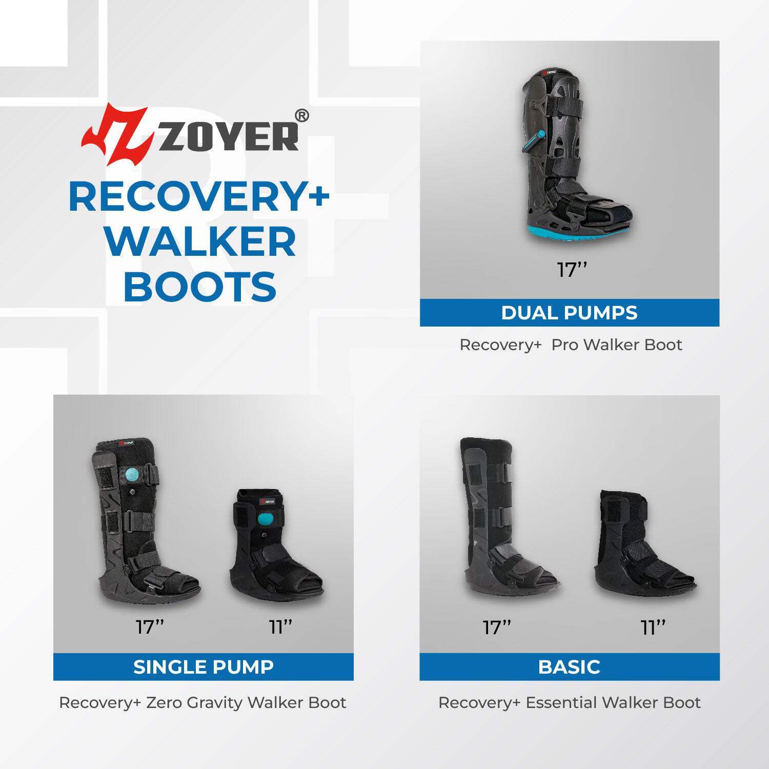 Zoyer Recovery+ 11″ Essential Walker Boot