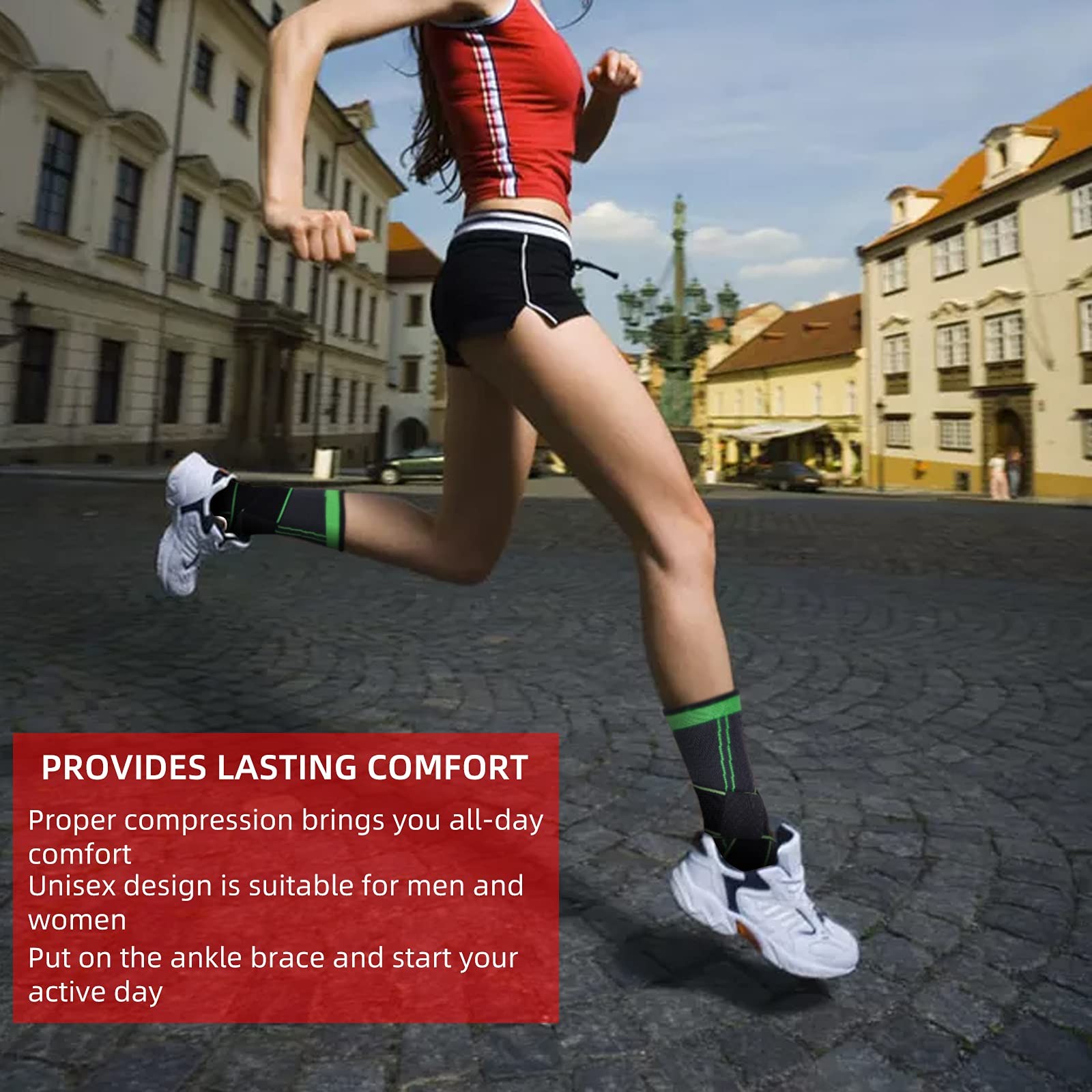 Ankle Support Braces (1Pair), Breathable Ankle Compression Sleeves with Adjus…