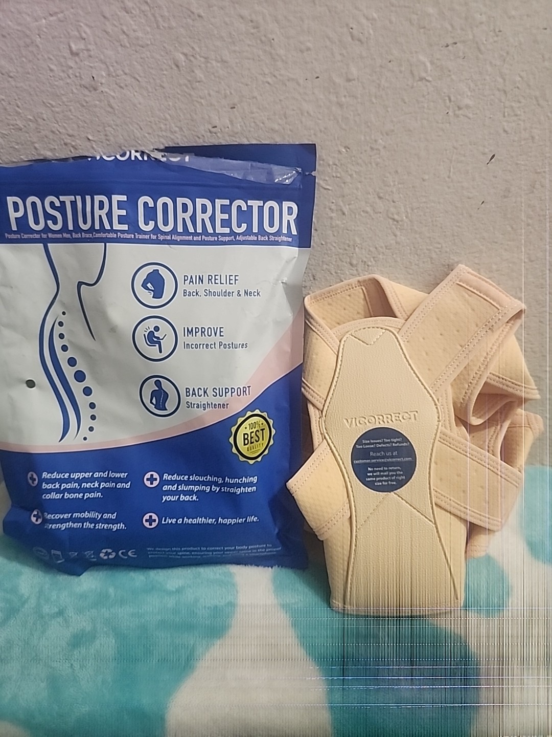 Vicorrect Posture Corrector Back Brace Size Large Beige OPEN BOX