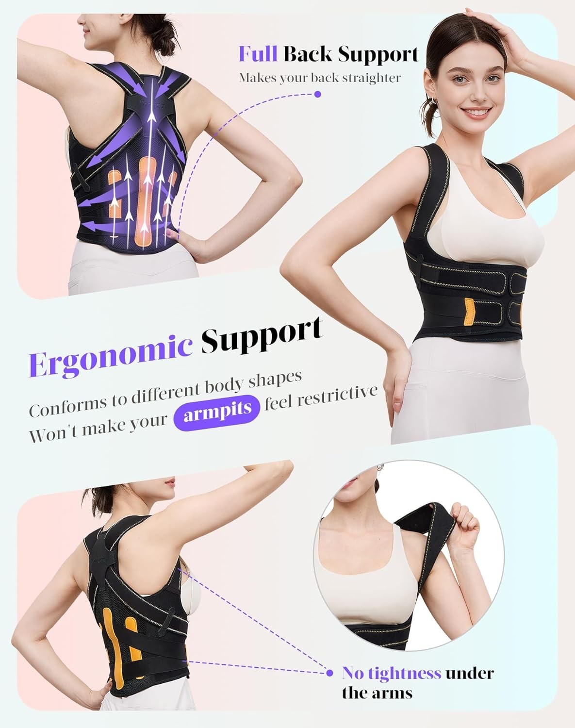 Posture Corrector for Women and Men, 5 Full Back Support Brace Rods, FSA&HSA …