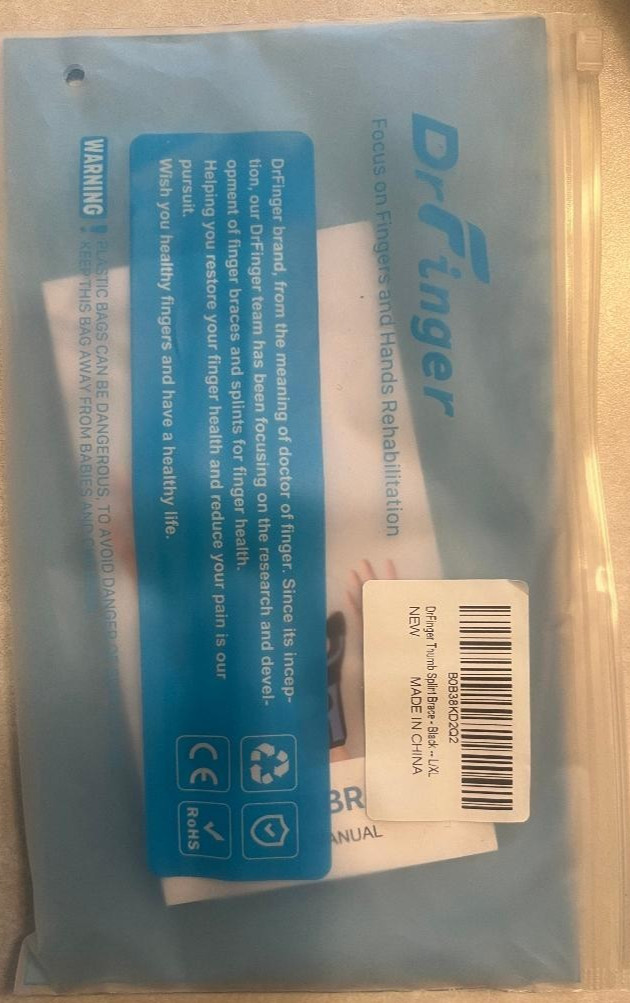 Dr Finger Thumb Splint Spica, Trigger Thumb Brace Left & Right Hand, Unisex L/XL