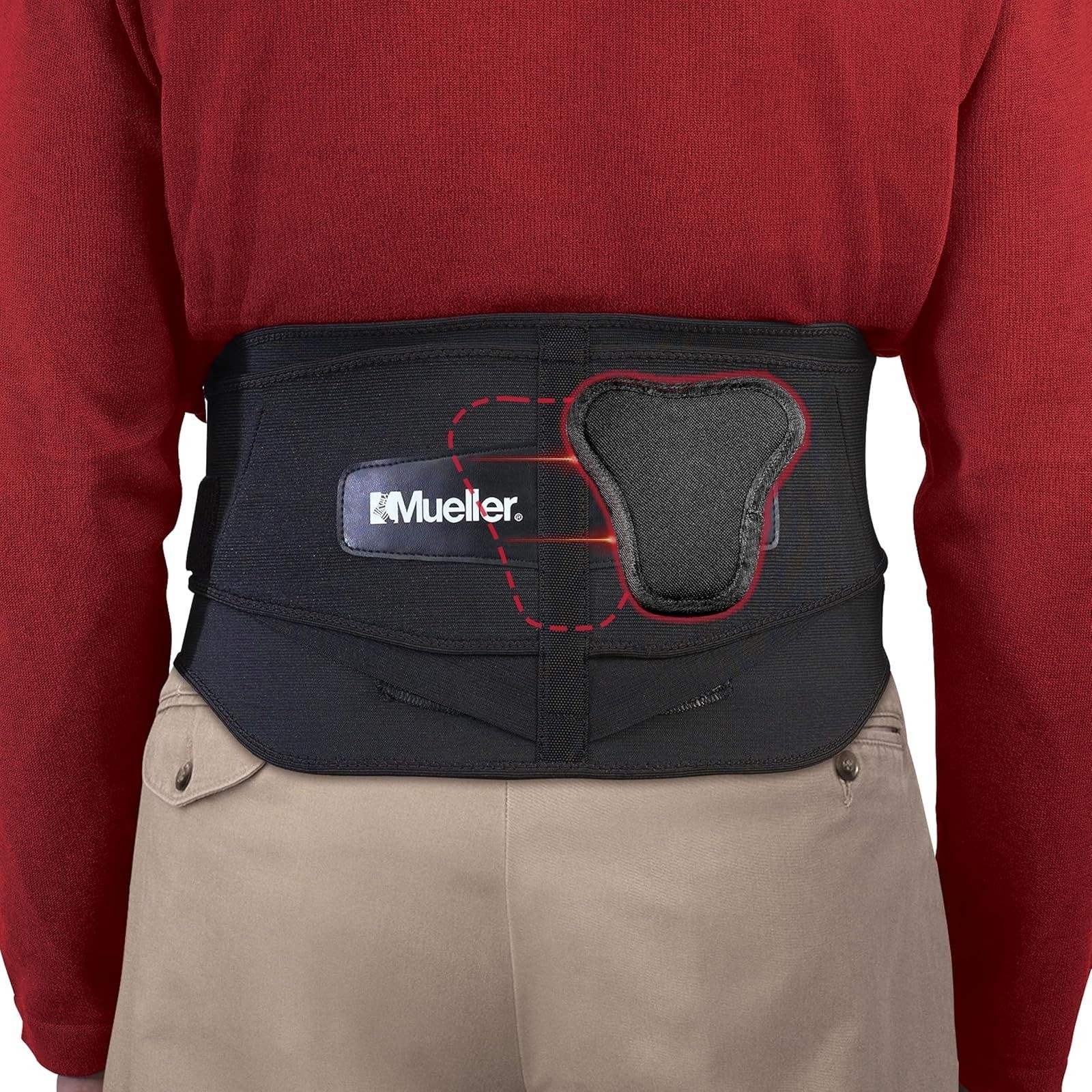 MUELLER Lumbar Back Brace with Removable Pad for Pain Relief