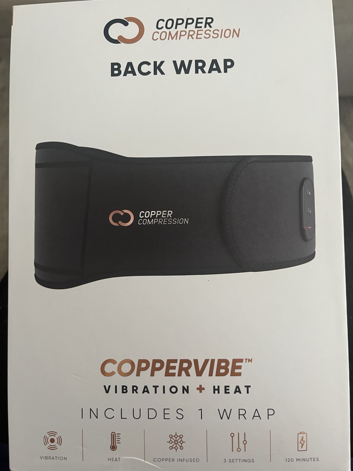 Copper Compression Back Wrap Vibration Heat Settings Copper Infused Pain Relief