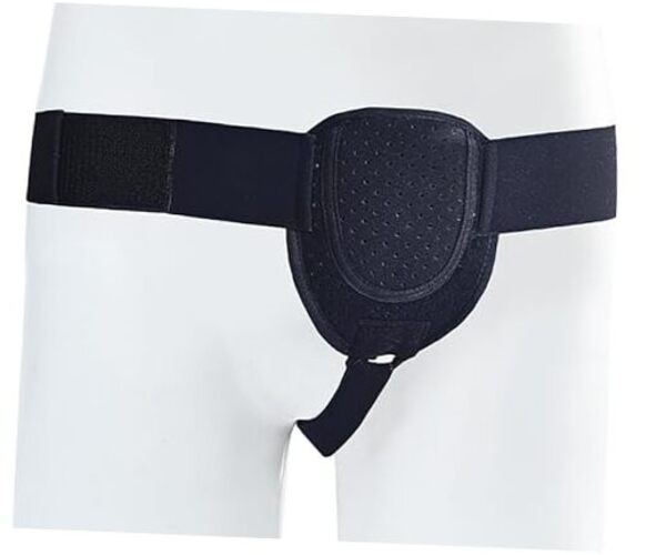 Hernia Belt for Men, Medium Size Adjustable Waist Strap with Removable Black