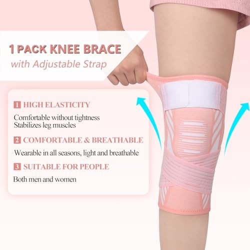 Knee Brace for Women & Men Knee Support Sleeve 1 PCS (M) | Knee Medium Pink