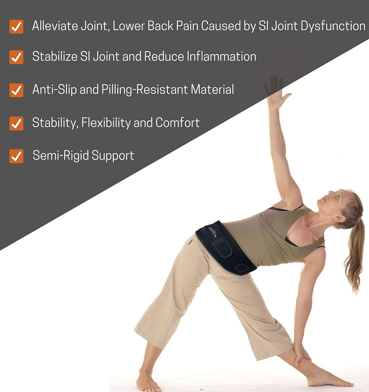 Sacroiliac Hip Belt – Adjustable Pain Relief for Sciatica, Pelvic & Lower Back