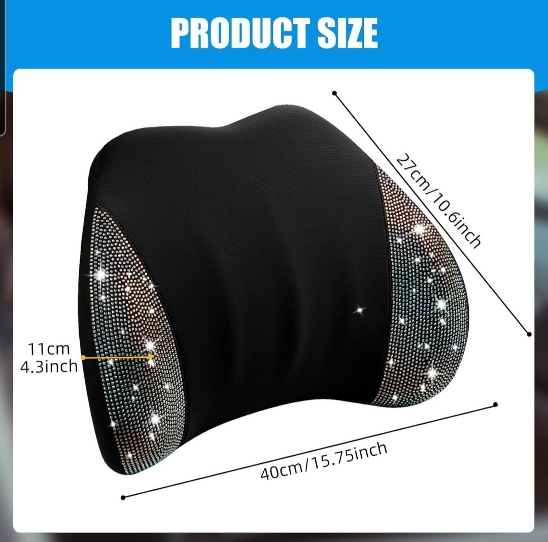 Memory Foam Lumbar Support Cushion for HomeOffice CarSeat Pillow Blue/Diamond G