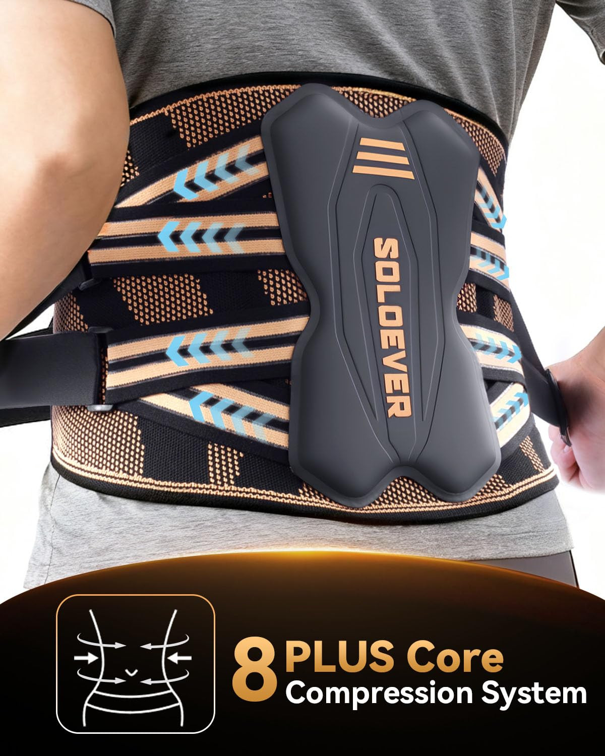 Copper-Infused Back Brace for Men Lower Back Pain Relief [Medical-Grade & Strong