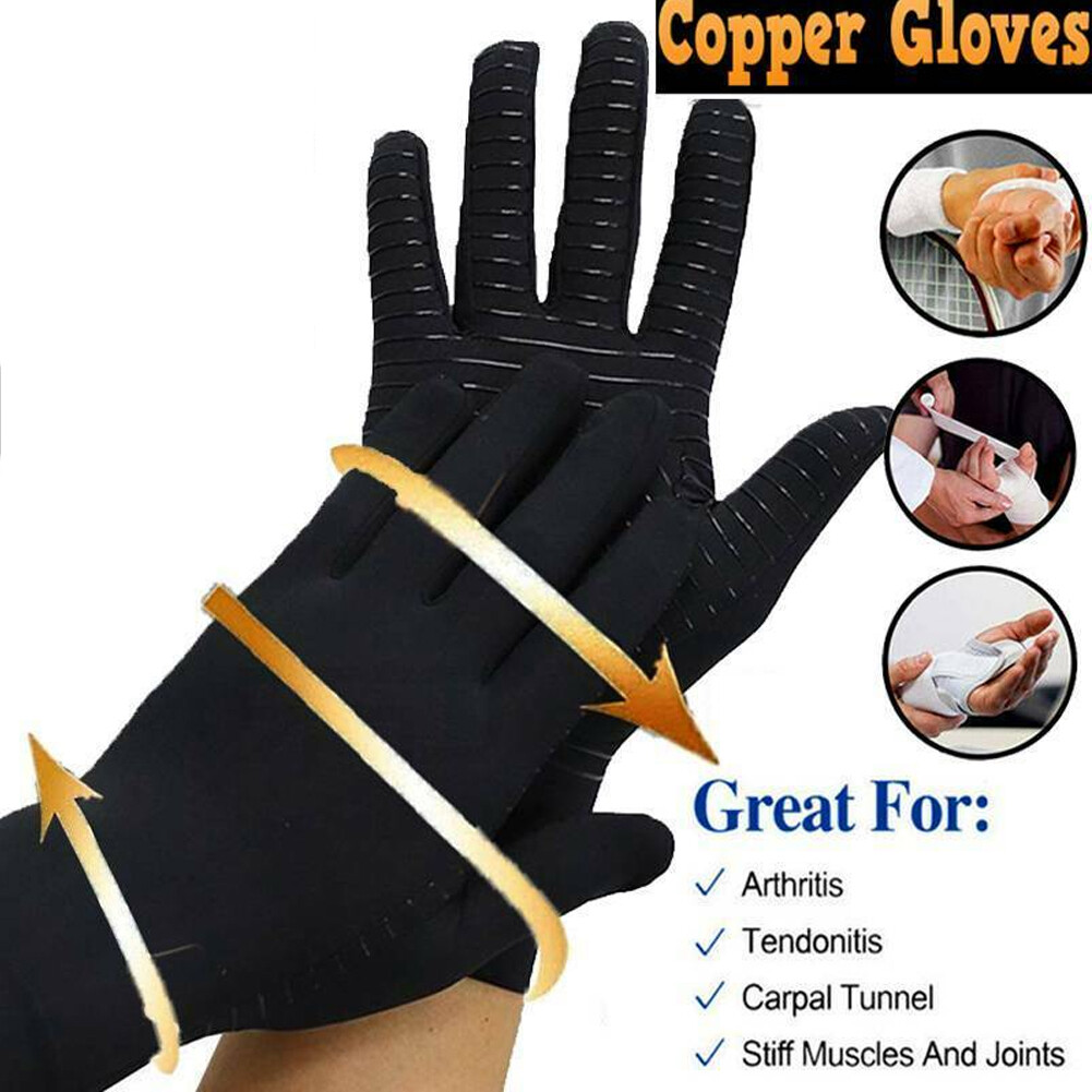 Copper Compression Arthritis Gloves Hand Support Joint Pain Relief Pair Gloves