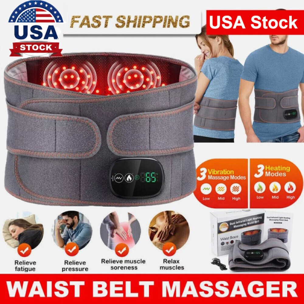 Cordless Heating Pad Belt Wrap for Back Massager with 3 Heating and 3 Vibration