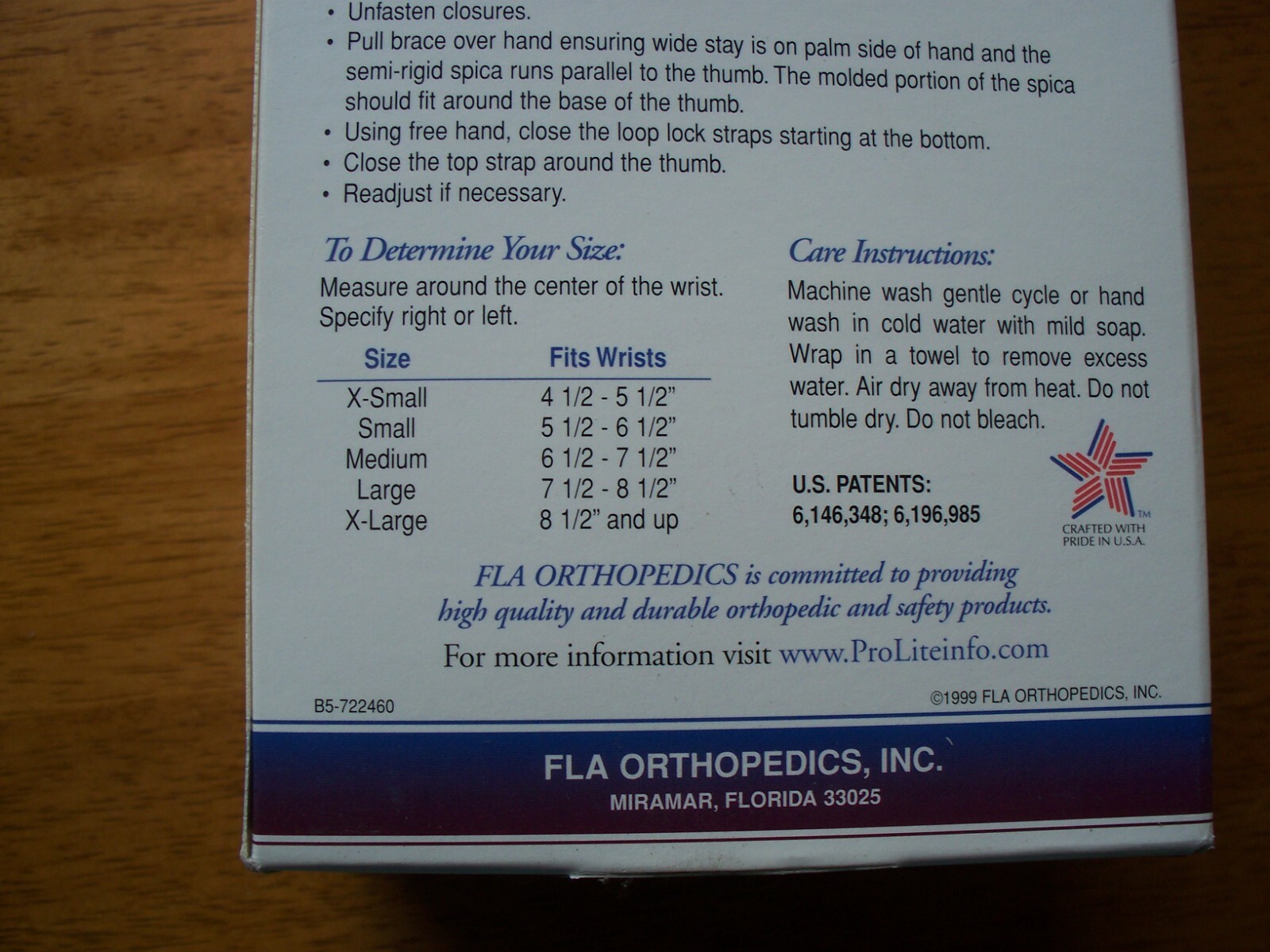 Fla Orthopedics, Composite Wrist Splint w/ Abducted Thumb, Right, XL, New in Pkg