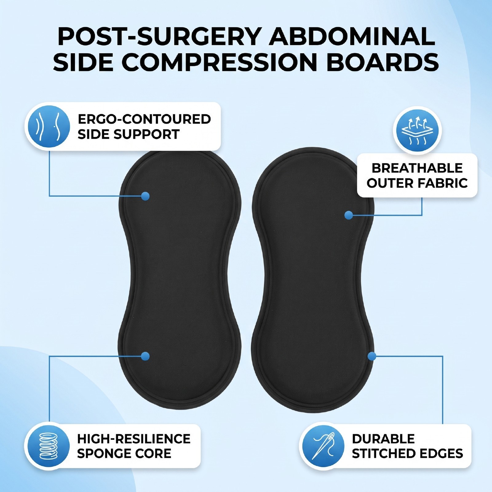 2pcs Abdominal Side Compression Boards High Rebound Breathable Skin Friendly DSO