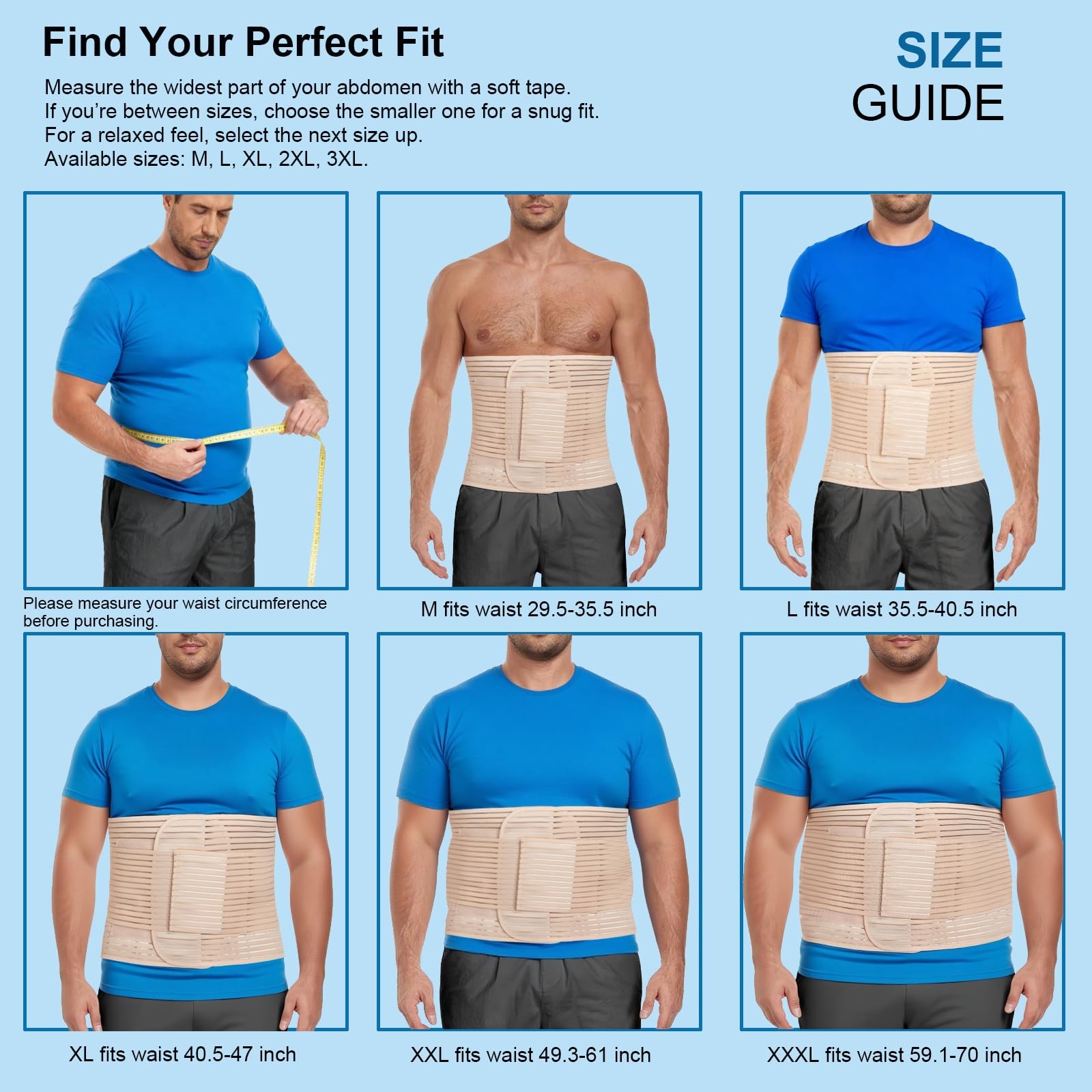 Abdominal Binder Post Surgery 12-Inch Wide Belly Wrap for Men and Women