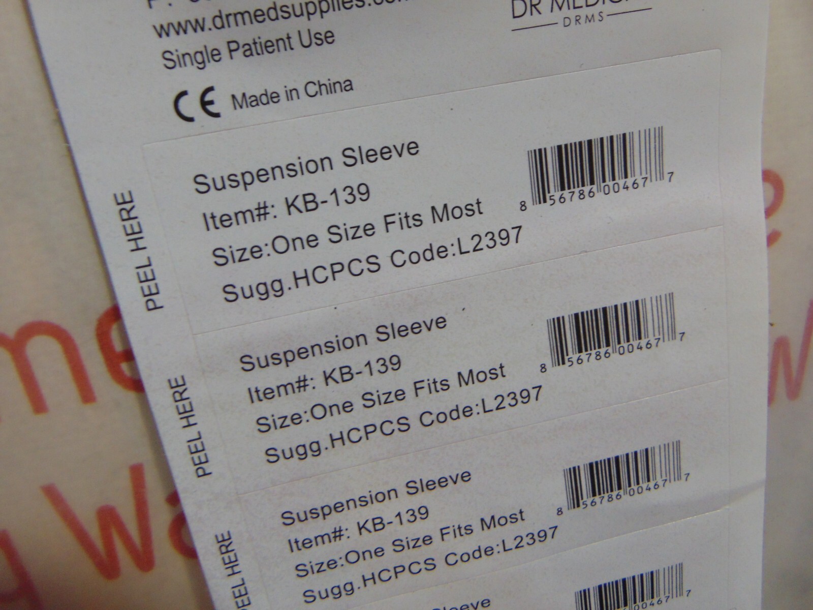 Brand NEW Suspension Sleeve DRMS KB-139 HCPCS Code L2397 One Size Fits Most