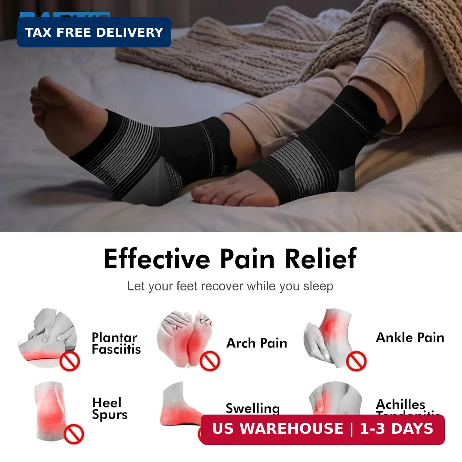 6 Pairs Plantar Fasciitis Socks for Men & Women, Ankle Brace Compression Socks w