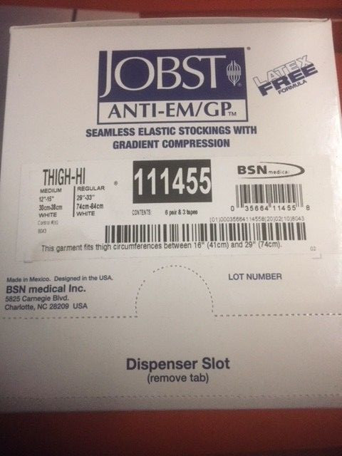 (Case of 6 pair) Jobst Seamless Anti-Embolism Elastic Knee Hi’s, 111455 Med-Reg