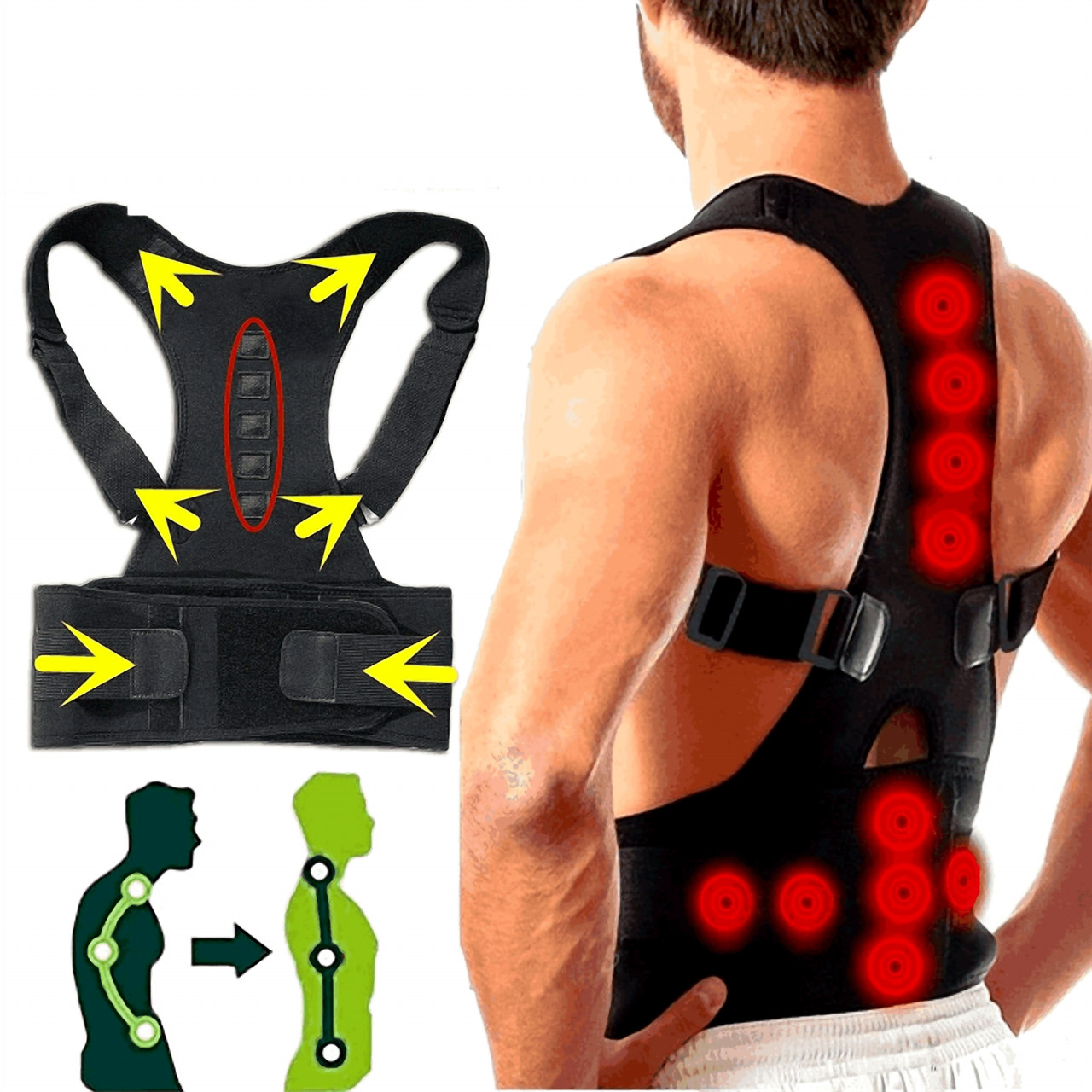 Posture Corrector Support Magnetic Back Shoulder Brace Belt Band For Men Women