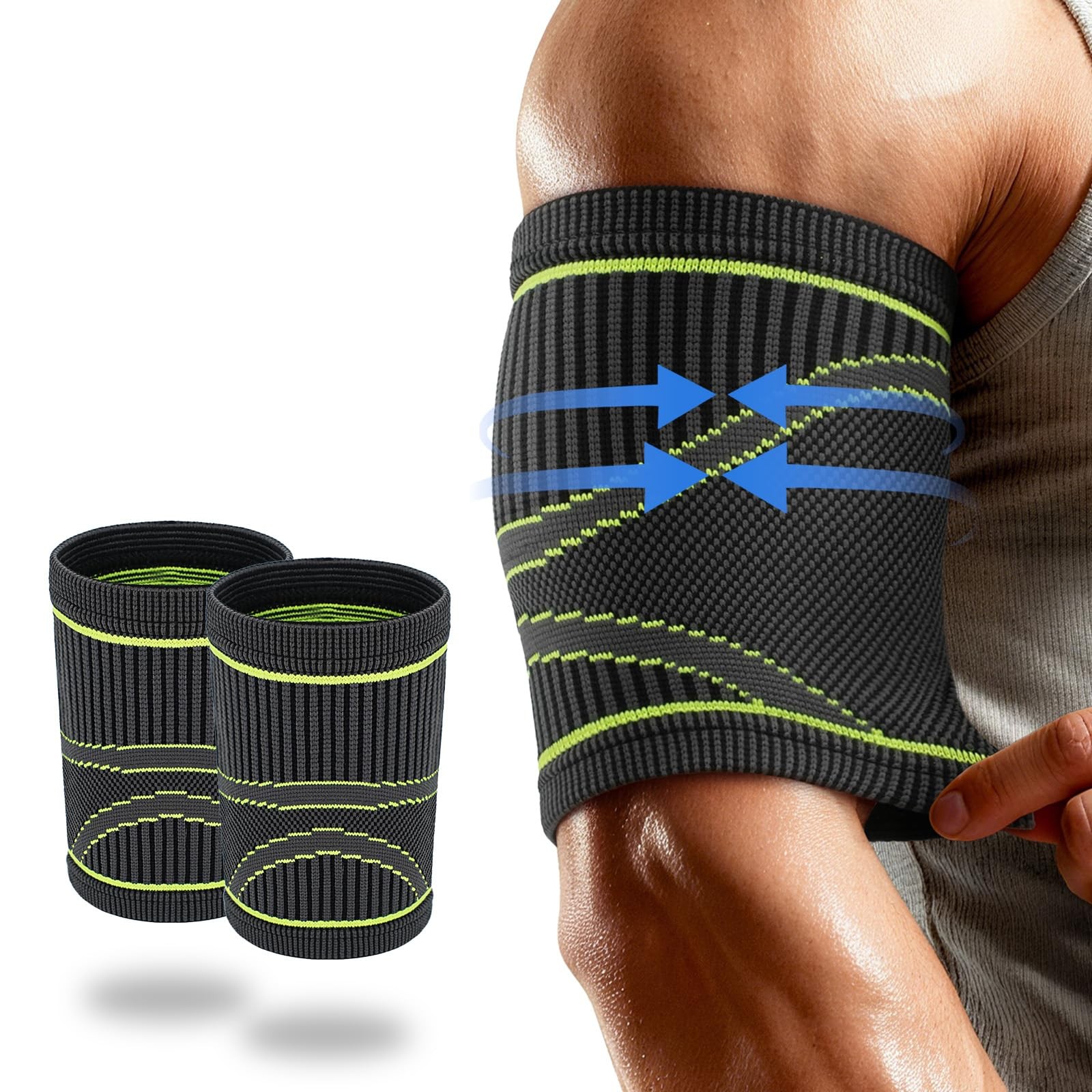 LISEPWU Bicep Tendonitis Brace for Pain Relief, (1Pair) Small, Gray