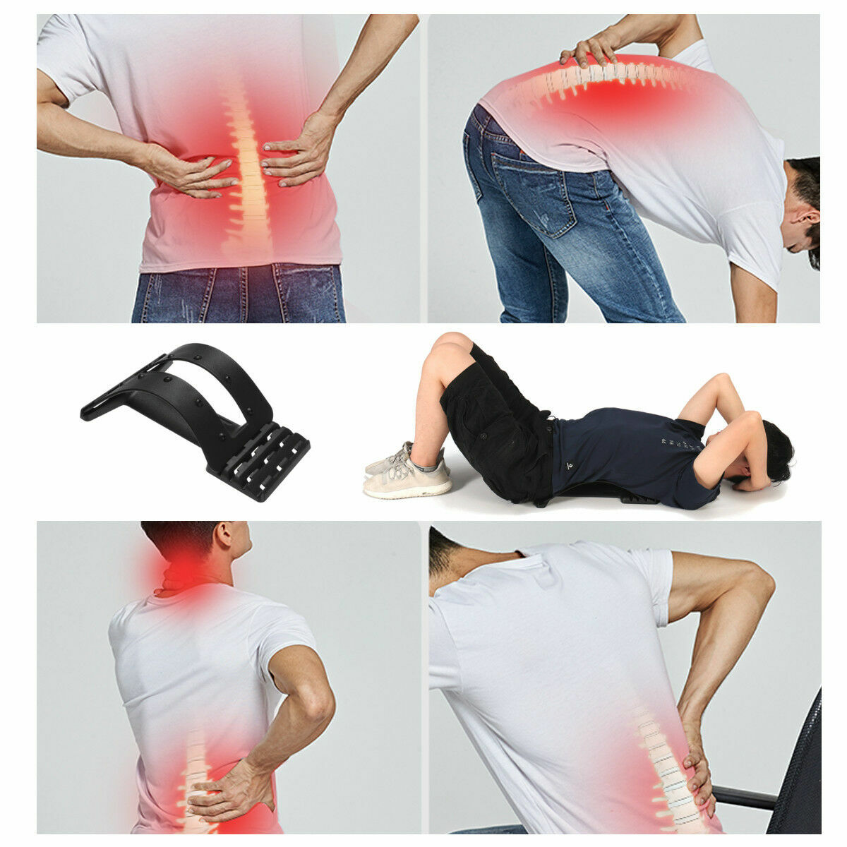 Back Muscle Stretcher Posture Corrector Lumbar Support Massage Tool Relaxing Kit