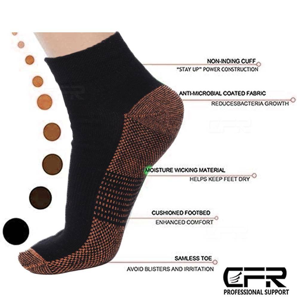 1-3 Pairs Copper Compression Socks Plantar Fasciitis Arch Ankle Running Support