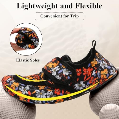 Womens Mens Slippers Diabetic House Slippers for 5.5-6.5 Women/4-5 Men Foral