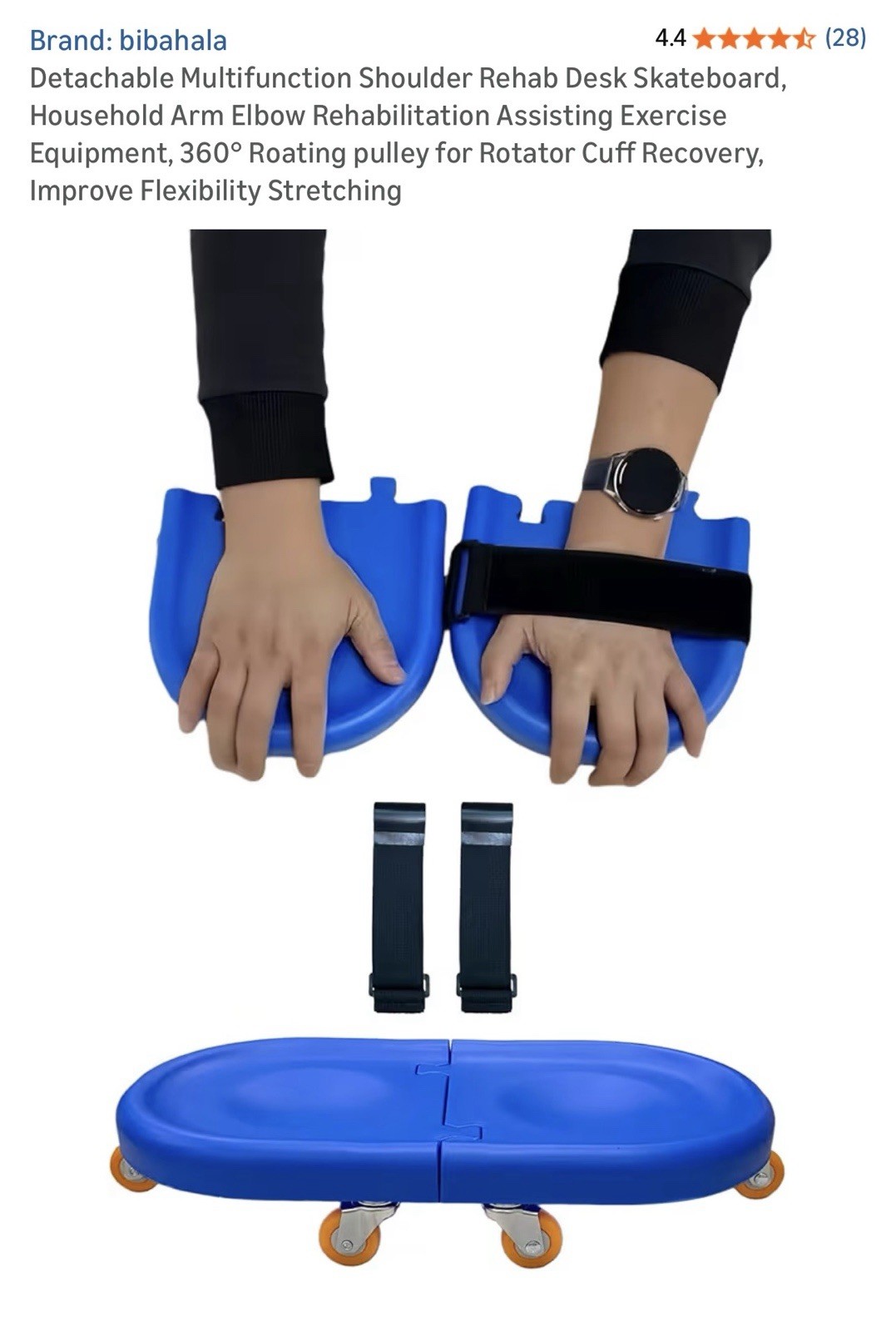 bibahala Detachable Shoulder Rehab Skateboard, 6 Pulleys, Blue, 14.1×7.9 in