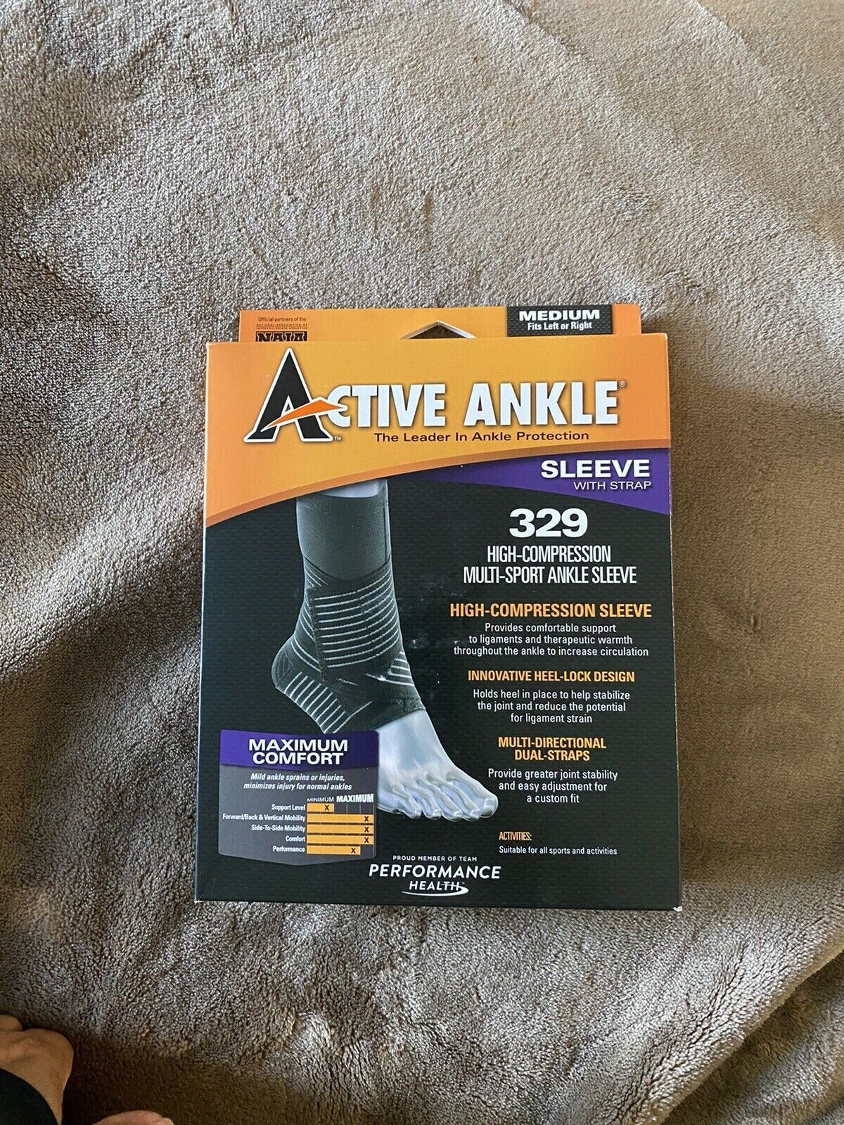 Active Ankle 329 Ankle Stabilizer Compression Sleeve with Straps SIZE MEDIUM